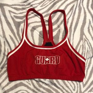 Dolfin red lifeguard bikini top, size M
